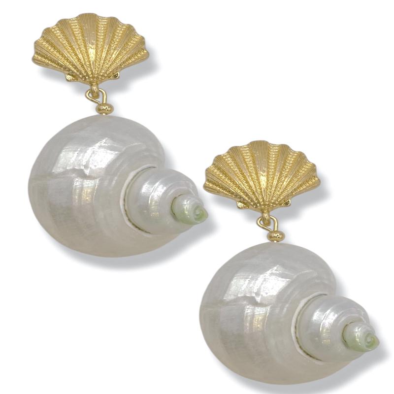 Calling Out Shell & Conch Shell Dangle Earrings