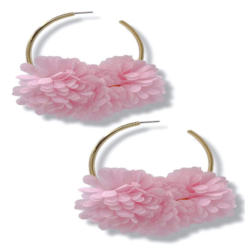 Caty Chiffon Flower Hoop Earrings