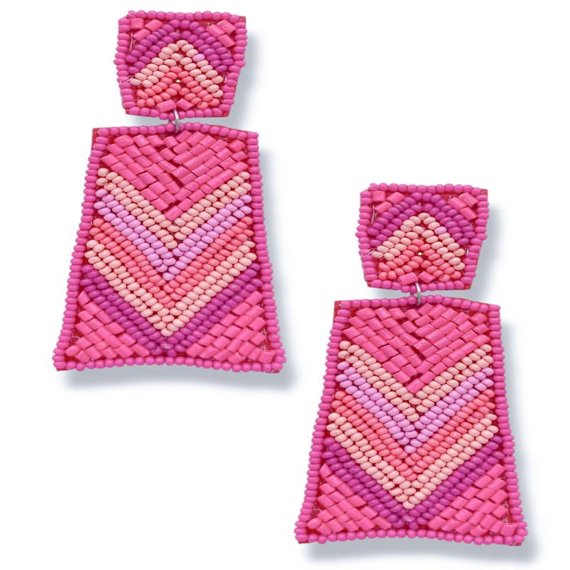 Checkmate Beaded Trapezoid Earrings - FINAL SALE