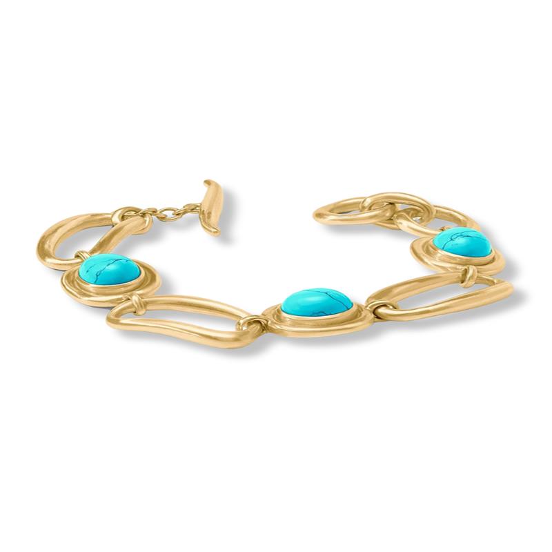 DOORBUSTER Julie Vos Wave Turquoise Stone Chain Bracelet