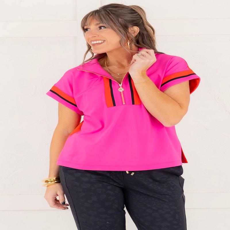 Emily McCarthy Poppy Berry Colorblock Pullover Top