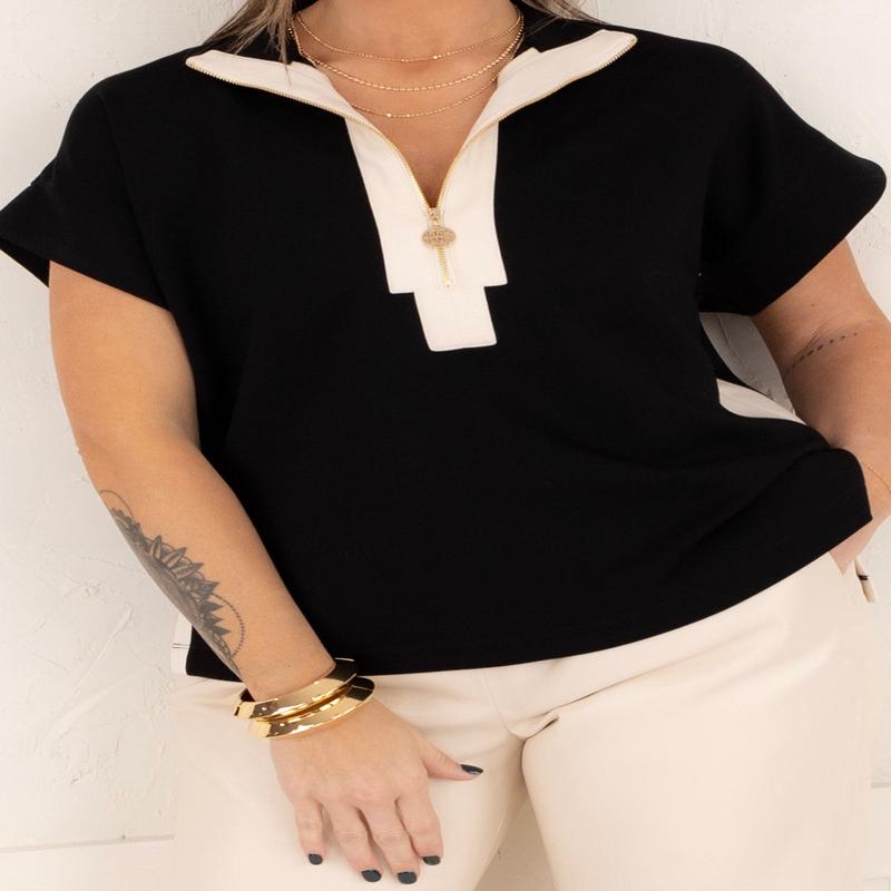 Emily McCarthy Poppy Black Sand Scuba Pullover