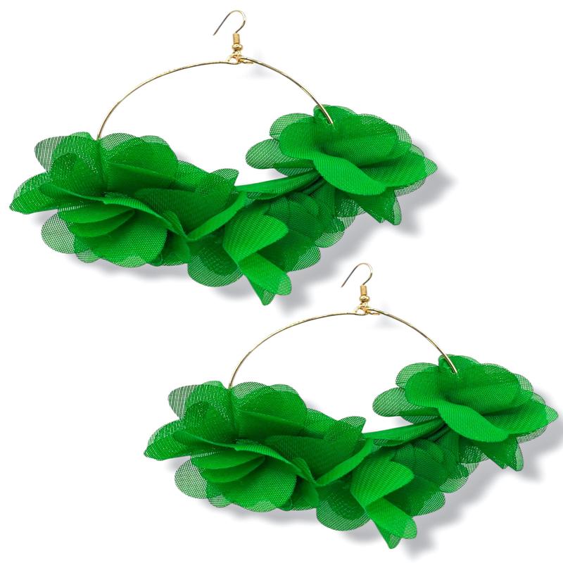 Flower Girl Green Flower Wire Earrings *Final Sale*