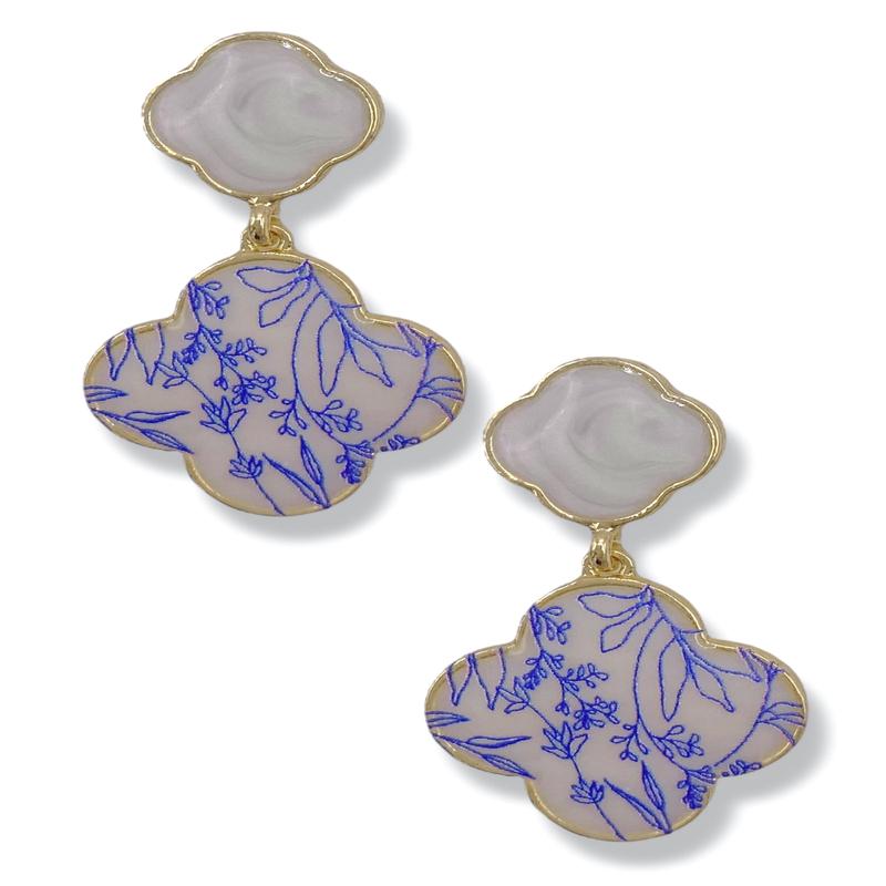 Full Time Floral Clover Post Back Earrings