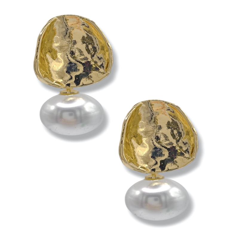 Gabbie Pearl & Textured Oval Earrings