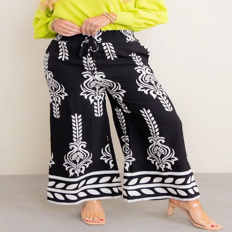Haley Black Printed Wide Leg Pant