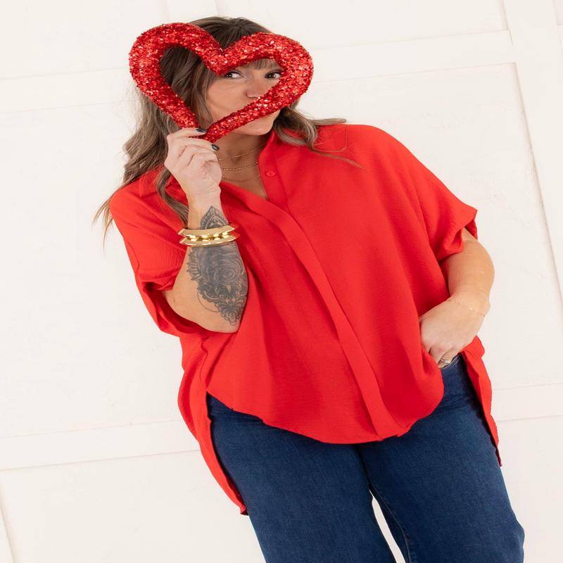 How Can It Be Short Sleeve Top - Red - FINAL SALE