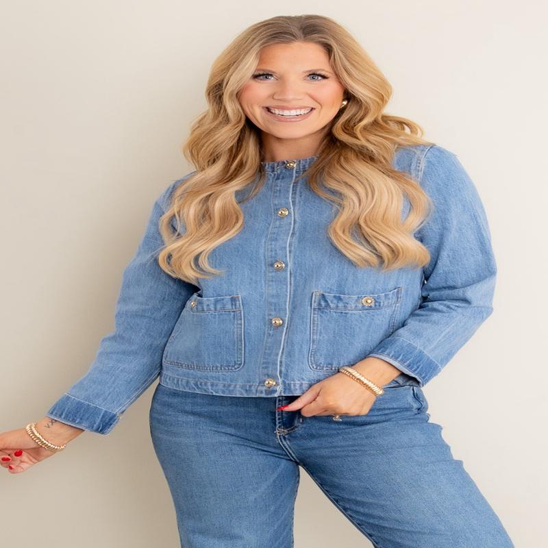 Jenny Light Blue Long Sleeve Denim Jacket