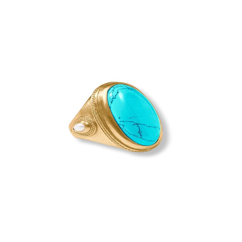 Julie Vos Cannes Statement Turquoise Blue Size 8 Ring