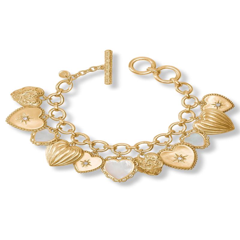 Julie Vos Heart Charm Mother Of Pearl & CZ Bracelet