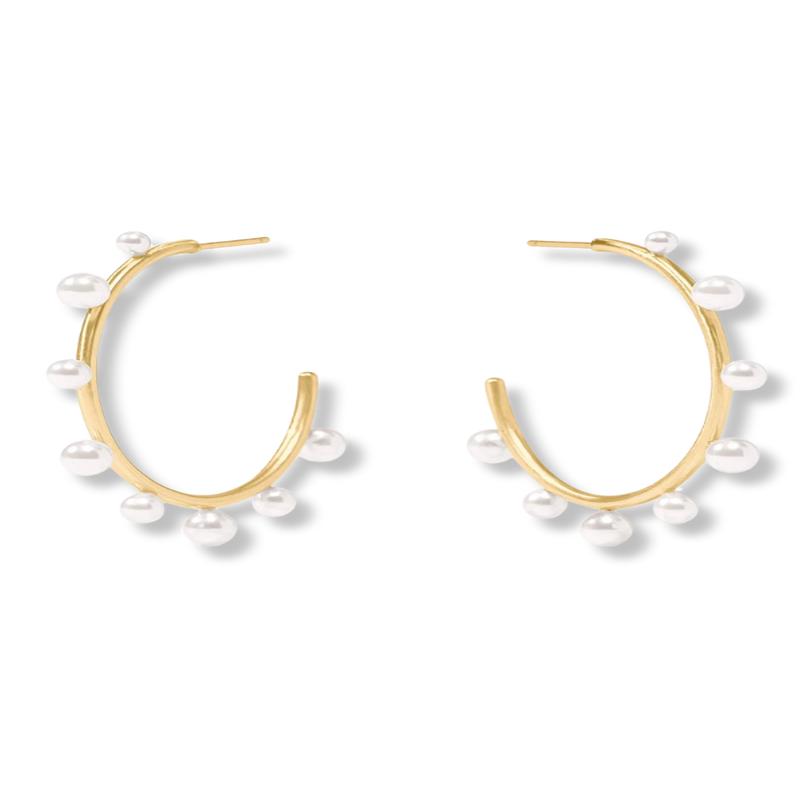 Julie Vos Hydra Pearl Stone Large Hoop Earrings