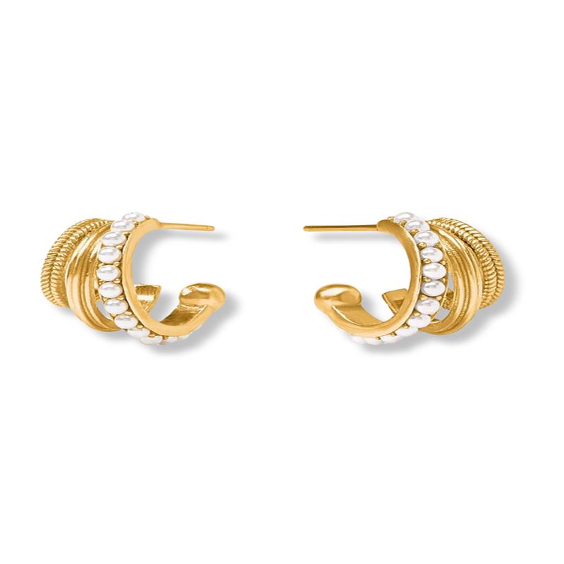 Julie Vos Hydra Triple Pearl Hoop Earrings