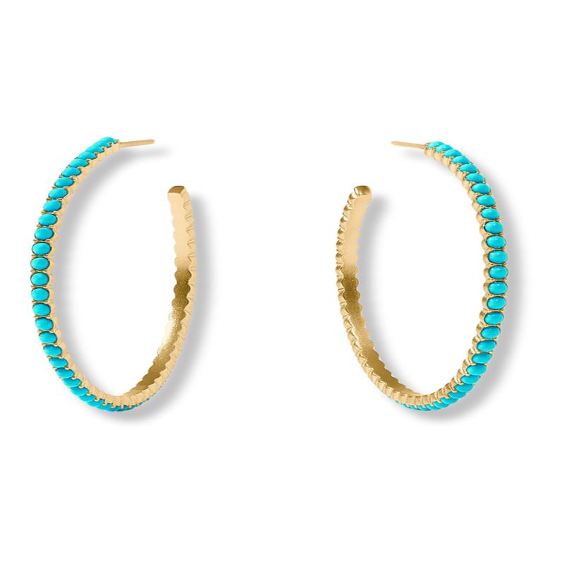 Julie Vos Juliet Turquoise Large Hoop Earrings