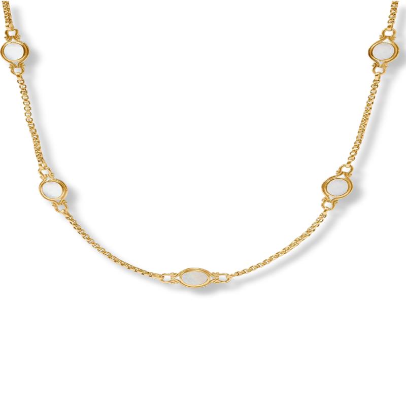 Julie Vos Saratoga Mother Of Pearl Stone Station Long Necklace