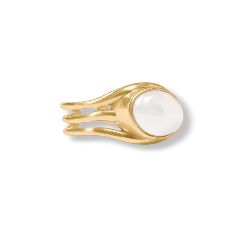 Julie Vos Wave Pearl Stone Adjustable Ring