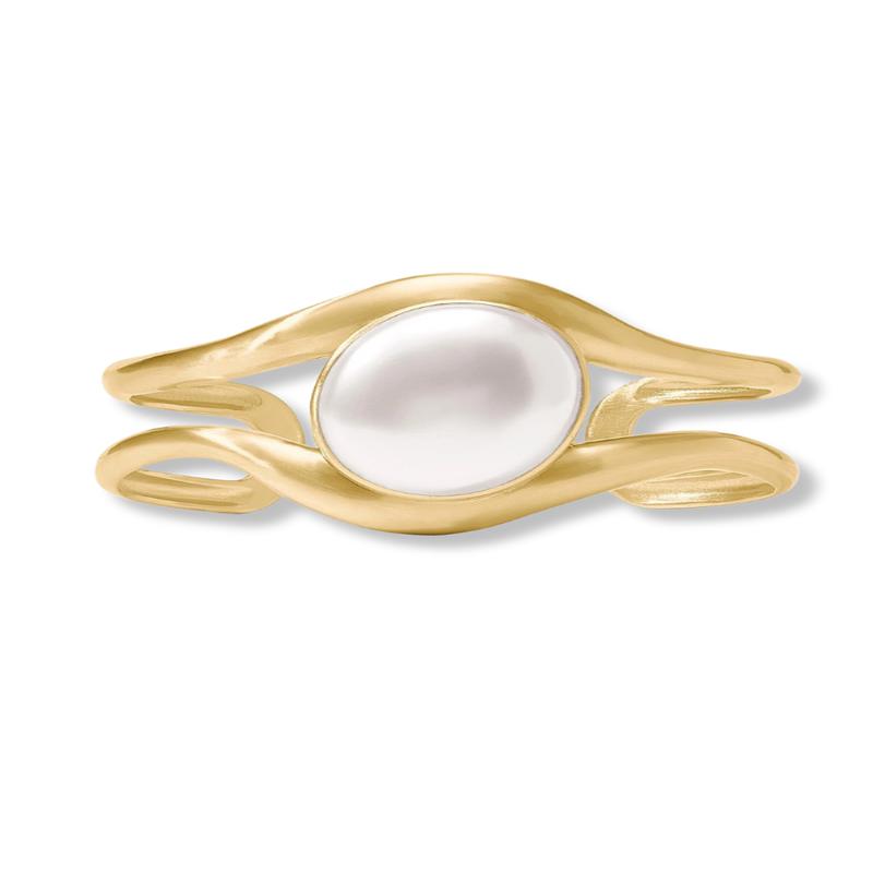 Julie Vos Wave Pearl Stone Cuff Bracelet