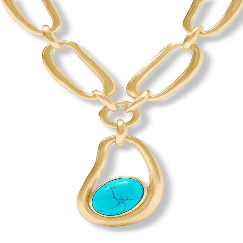 Julie Vos Wave Turquoise Chain Statement Necklace