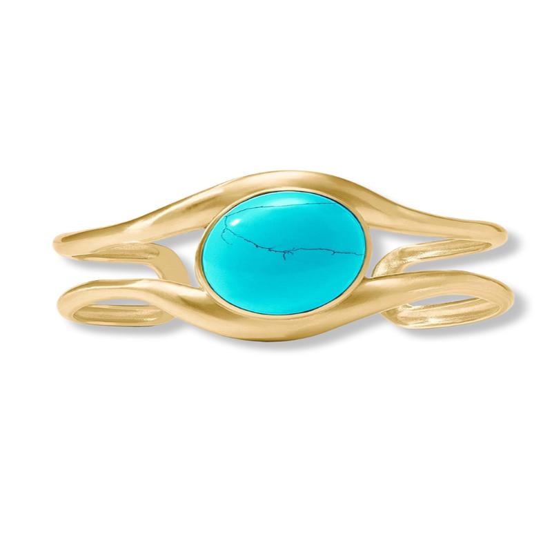 Julie Vos Wave Turquoise Stone Cuff Bracelet