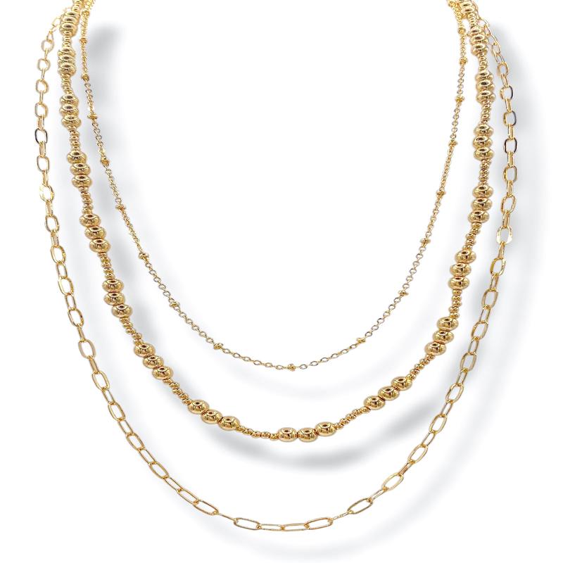 Kiley Gold Bead & Chain Layered Necklace