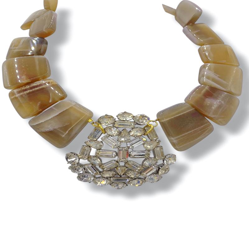 Made In the Deep South 1940s Brooch 1960s Moonstone Necklace