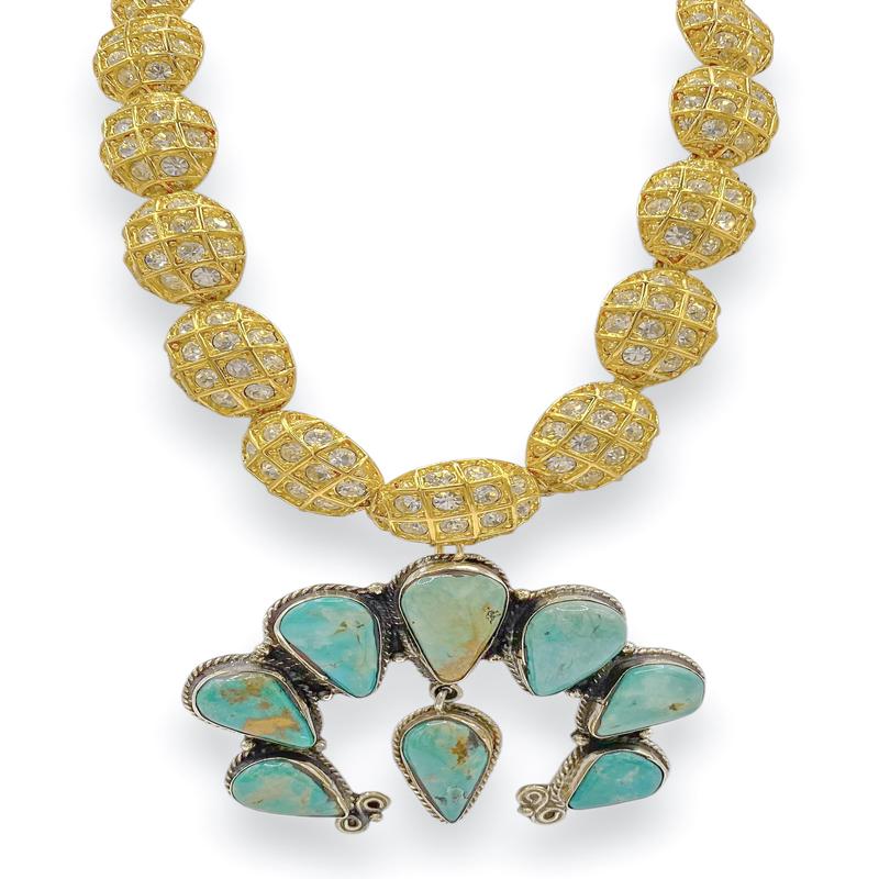 Made In The Deep South 1960s Turquoise Horseshoe Necklace