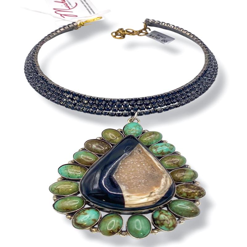 Made In The Deep South 1970s Agate & Turquoise 1970s Necklace