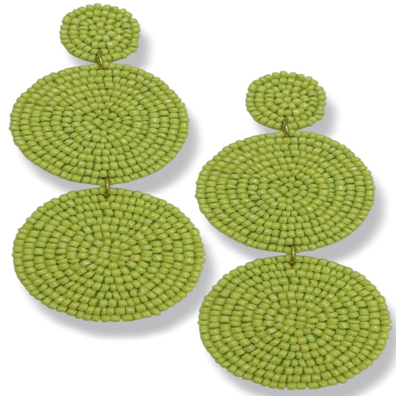 Make It Rain Seed Bead Tier Disk Earrings