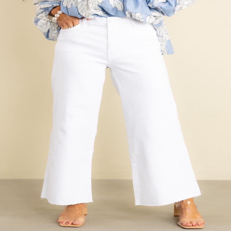 Meg High Rise Optic White Wide Leg Raw Hem Jean *Final Sale*
