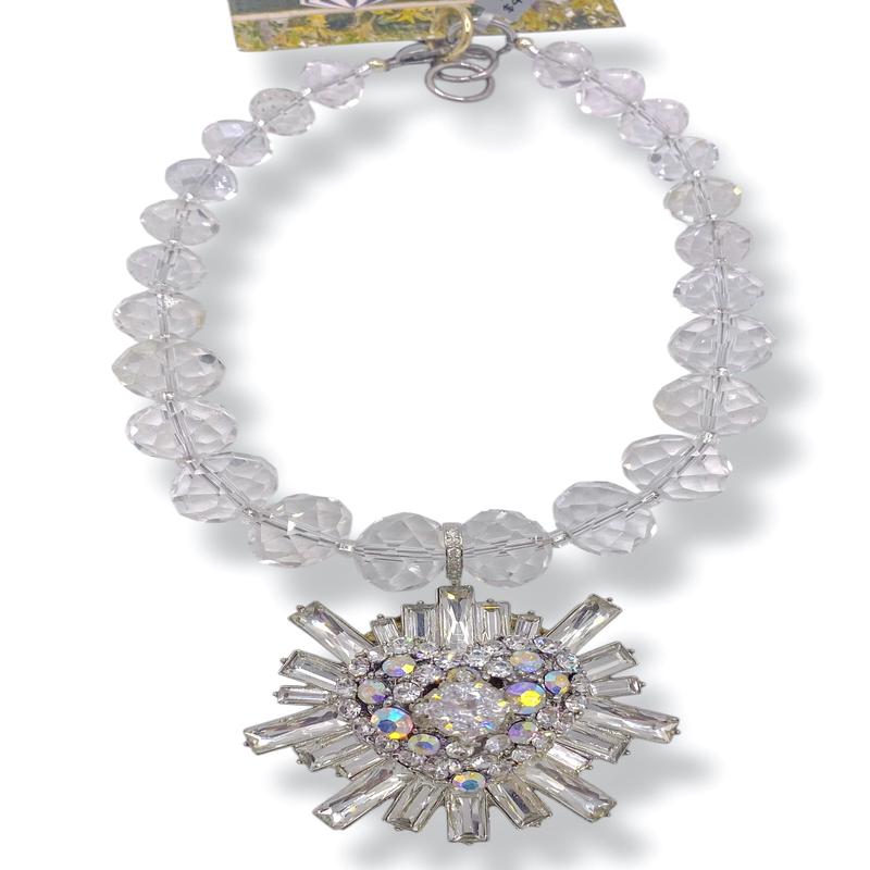 Rockstar In Rome Chandelier Crystal Heart Necklace