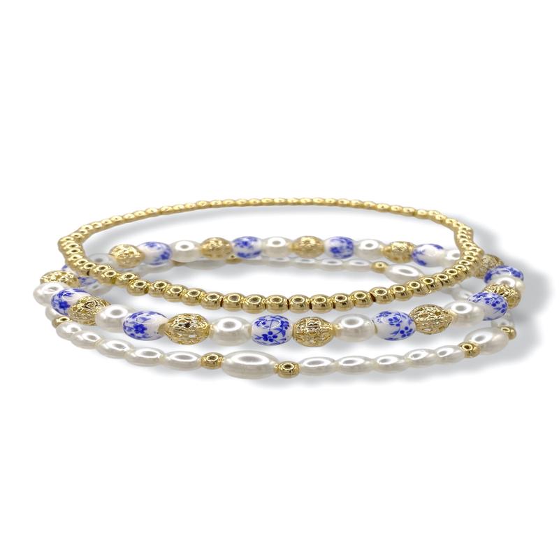 Tina Ceramic Ball & Pearl Bracelet Set