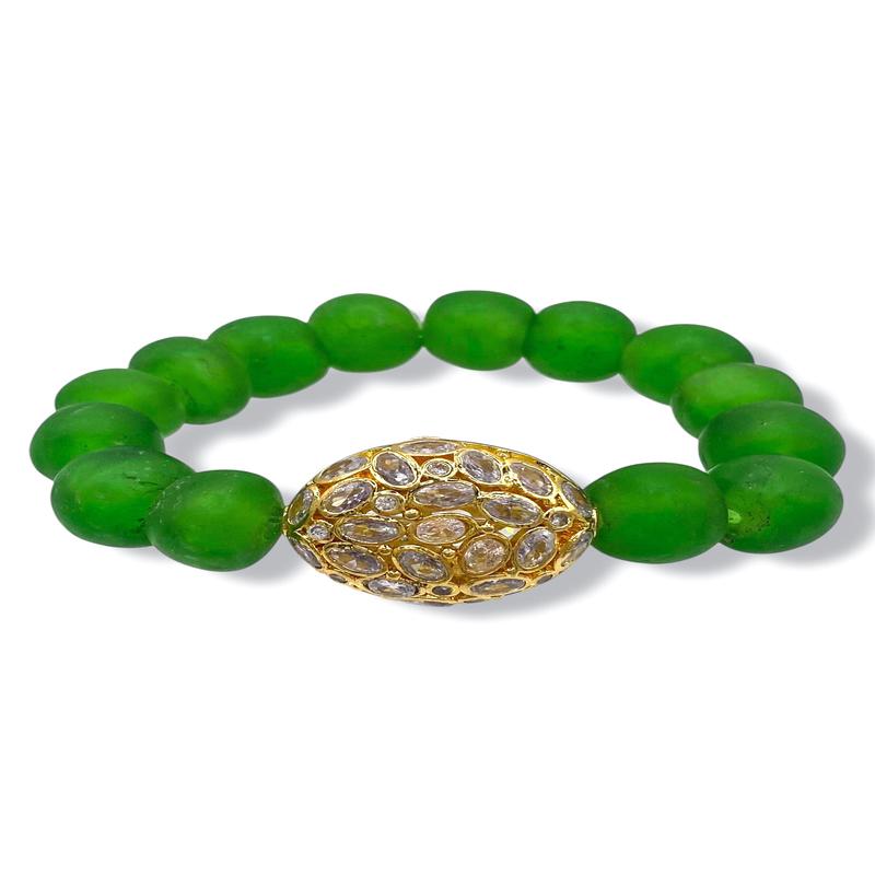 Virtue The Princess Emerald Glass Luxe Beaded Bracelet - FINAL SALE