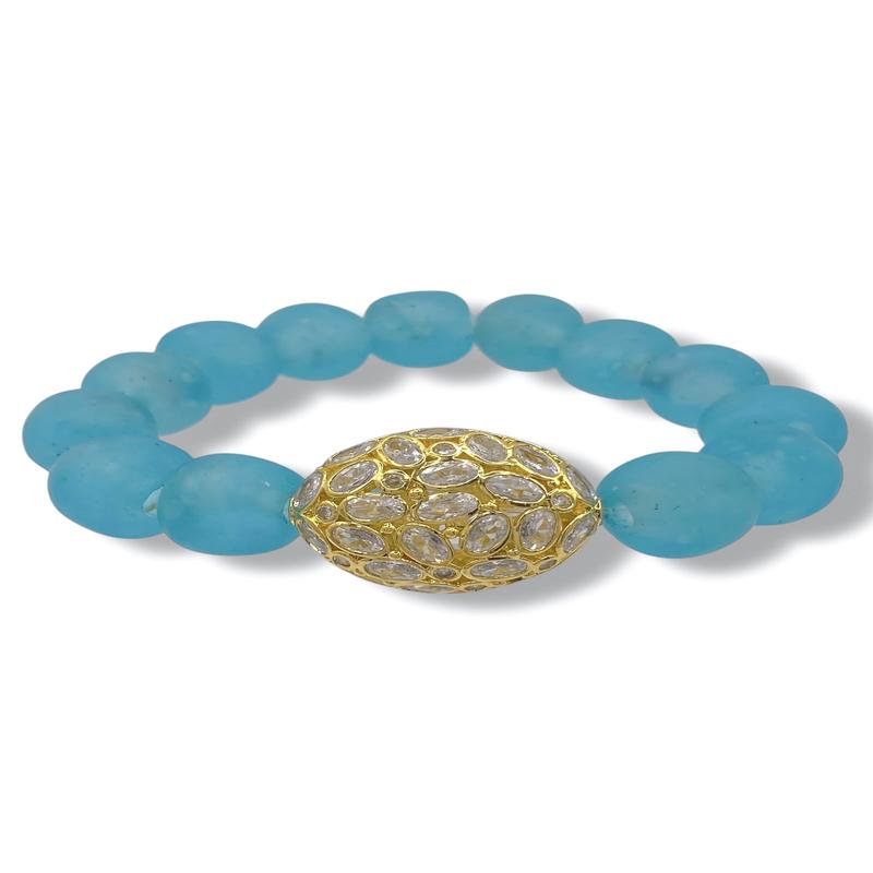 Virtue The Princess Turquoise Glass Luxe Beaded Bracelet