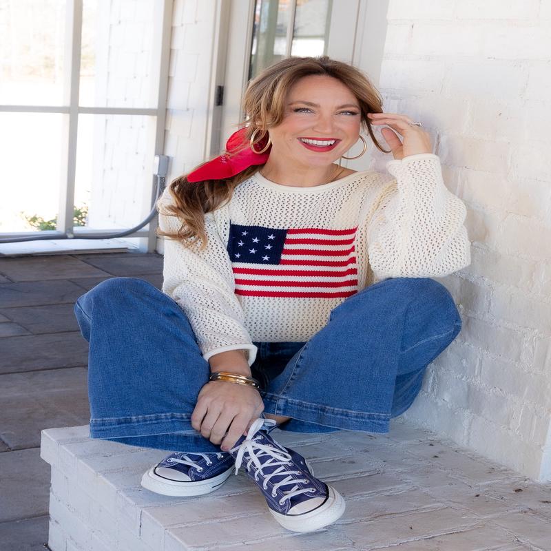 American Flag Long Sleeve Sweater