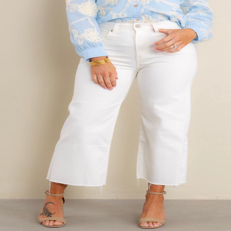 Emory High Rise Cropped Flare Ivory Pant