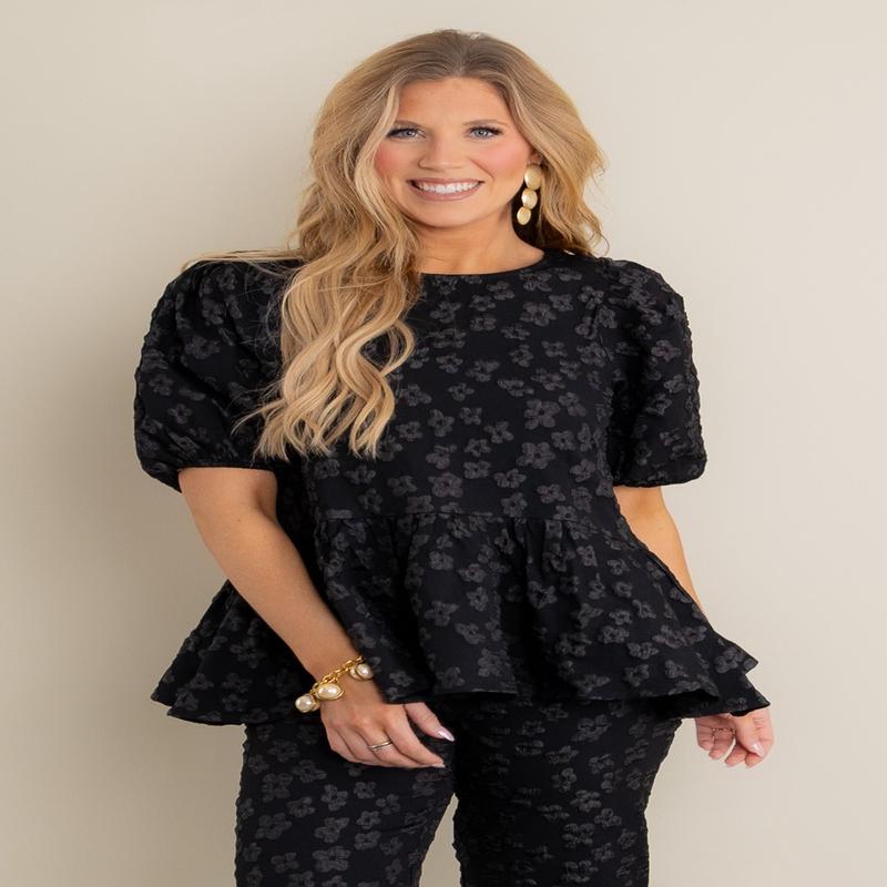 Fiona Short Sleeve Jacquard Top