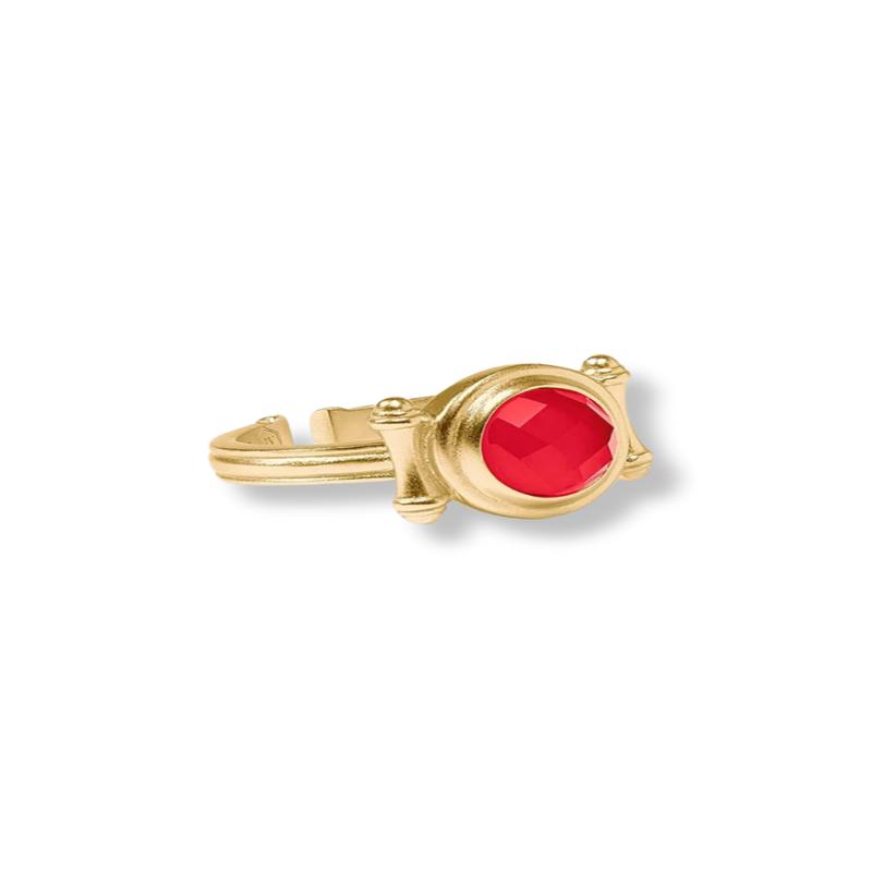 Julie Vos Bamboo Iridescent Strawberry Stone Adjustable Ring