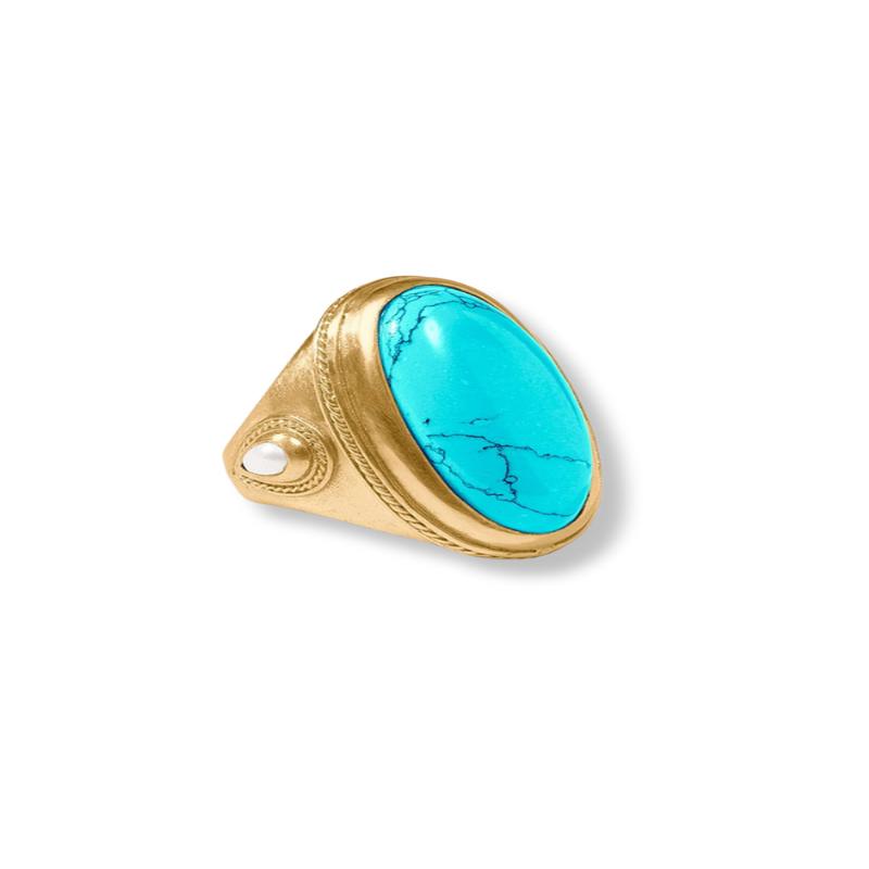 Julie Vos Cannes Turquoise Blue Size 7 Statement Ring