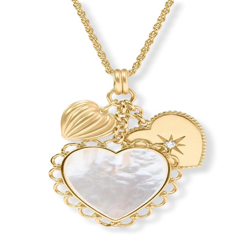 Julie Vos Heart Trio MOP Charm Necklace