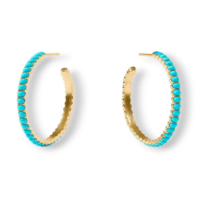 Julie Vos Juliet Turquoise Medium Hoop Earrings