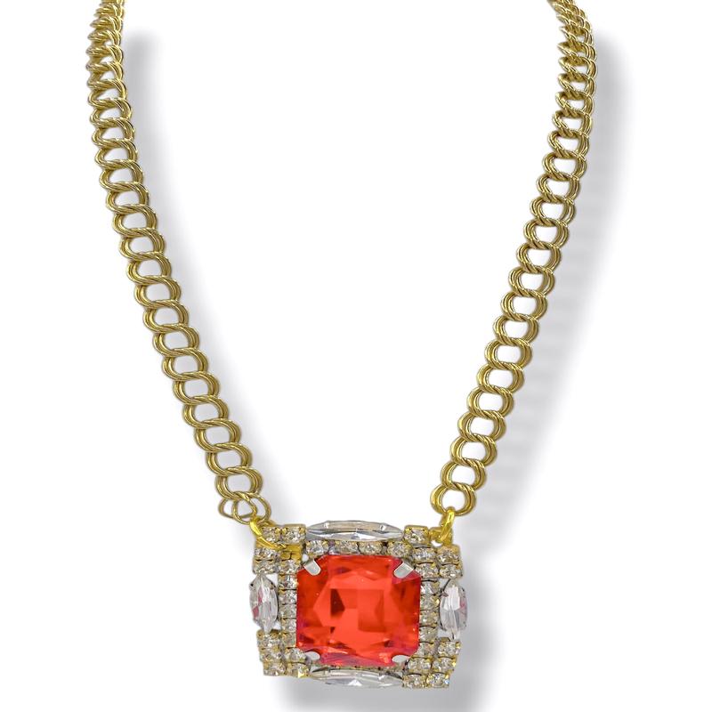 Made In The Deep South 1960s Czech Button 1960s Chain Necklace