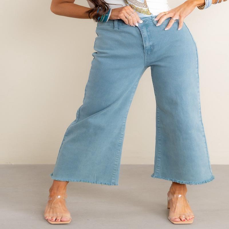 Monte High Waist Frayed Hem Teal Jean *Final Sale*