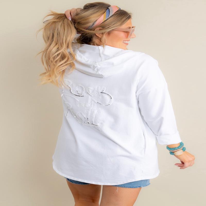 Rock N Roll White Long Sleeve Cardigan