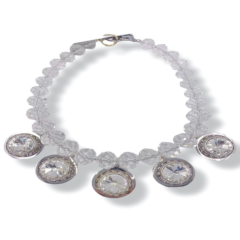 Rockstar In Rome Button Discs Crystal Necklace