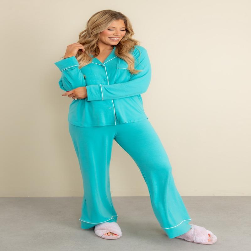 Sweet Dreams Pajama Set In Turquoise