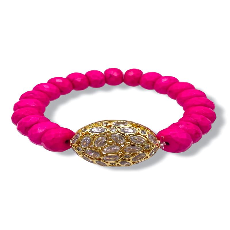 Virtue Settle Down Hot Pink Rondelle Beaded Bracelet - FINAL SALE