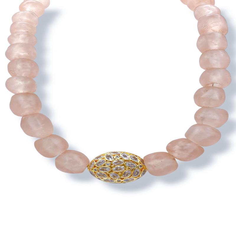 Virtue The Duchess Blush Glass Beaded Luxe Necklace