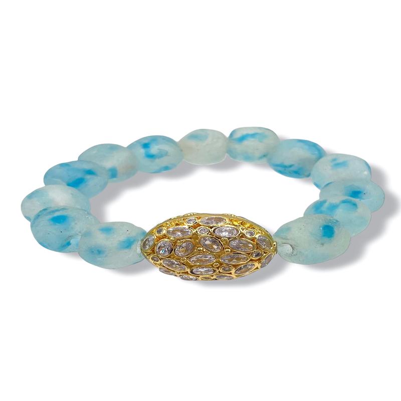 Virtue The Princess Turquoise Confetti Glass Luxe Beaded Bracelet