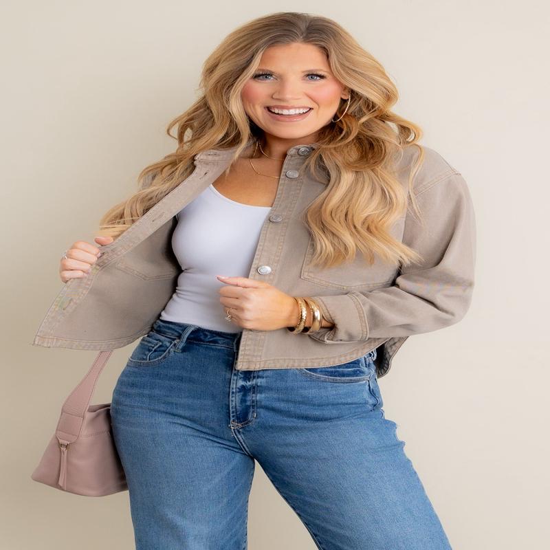 Z Supply All Day Cropped Denim Pebble Moon Jacket *Final Sale*