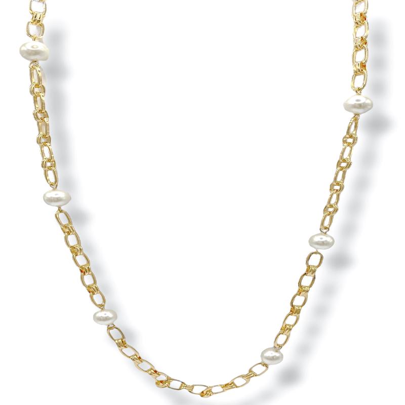 Back To The Start Pearl Linked Chain Necklace