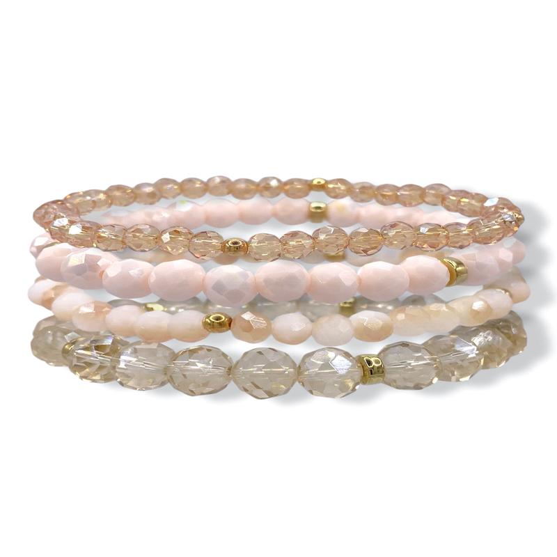 Being Honest Peach Glass Beaded Bracelet Set